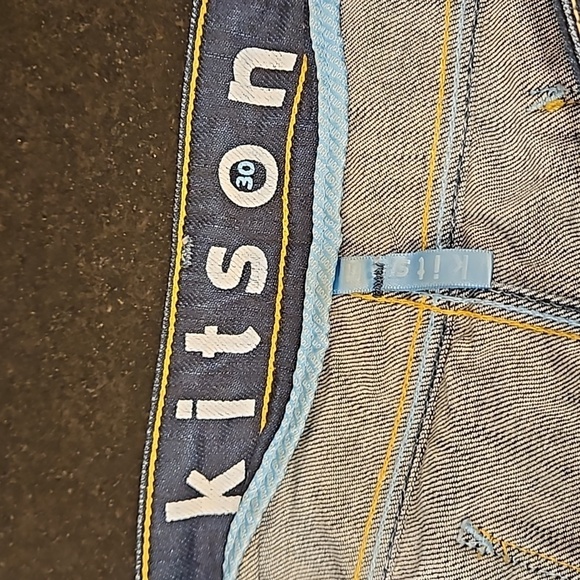 💕KITSON💕 Y2K Play Me Denim Mini Skirt ~ Dark Blue Wash 30 - Picture 6 of 12